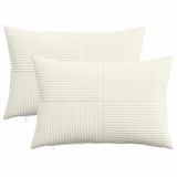 vidaXL - Kussensloop - 2 stuks - ALMELO - Crèmekleurig - 30 x 50 cm - corduroy