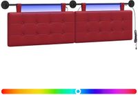 vidaXL - Hangend hoofdbord met LED-verlichting - Wijnrood - Kunstleer