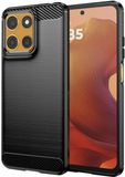 Techsuit Hoesje geschikt voor Motorola Moto G17/G17 Power/G15/G15 Power - Carbon Silicone Back Cover - Zwart