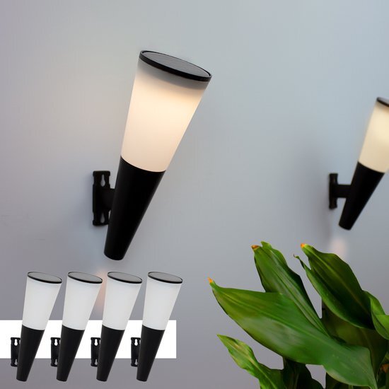 LedKoning Solar wandlamp 'Torch' - Voordeelset van 4 stuks - Buitenlamp op zonne-energie