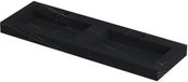 Wastafel INK Pitch Wastafel Keramische Slab Bak Dubbel met Drain en Front en Side Skirts 2 Kraangaten - 1400x450x90 mm - Lauren Black Mat