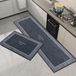 Ensemble de deux tapis de cuisine, antidérapants et lavables, couleur noire, dimensions : 43x75 cm + 43x150 cm