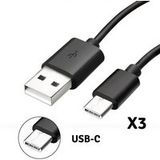 Phonillico® Lot 3 USB-C-oplaadkabels Zwart voor Samsung Galaxy S9+ S9 PLUS - 1 meter
