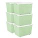 Cetomo 80L x 6 opbergdozen met deksels, plastic opbergdoos met wielen en veilige zijvergrendelingen, stapelbare en nestbare organizer voor thuis, kantoor, verhuizen, PP, groen, 80L-6 Pack