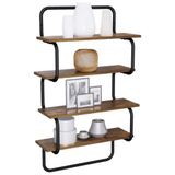 vidaXL 4-laags Wandplank Gerookt eiken 60 x 24,5 x 104 cm Bewerkt hout