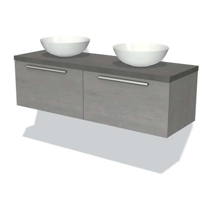 Maxaro Badkamermeubel Modulo Plato 140cm Lichtgrijs Beton 2 Lades