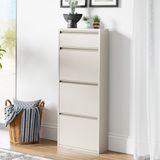 en.casa Schoenenkast Sokndal 4 kleppen gebroken wit 118x50x15 cm