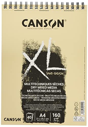 Canson XL® Sand Grain, natuurkleurig tekenblok met schuurpapierachtig oppervlak, DIN A4, 40 vellen, 160 g/m²