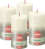 Bolsius - Rustieke kaars Shimmer - 4 stuks - Fading Metallic Ivoor & Champagne Zilver - 13cm - 60 branduren