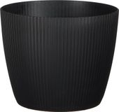 Mica Decorations Plantenpot/bloempot - kunststof - zwart/ribbels- D19/H19 cm