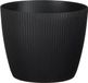 Mica Decorations Plantenpot/bloempot - kunststof - zwart/ribbels- D19/H19 cm