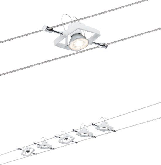 Paulmann Wire System Set Mac II - 5x10W GU5.3 - White - Dimmable