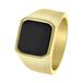 Lucardi Heren Goldplated zegelring met black agate