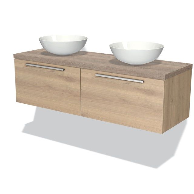 Maxaro Badkamermeubel Modulo Plato 140cm Lichtbruin Eiken 2 Lades