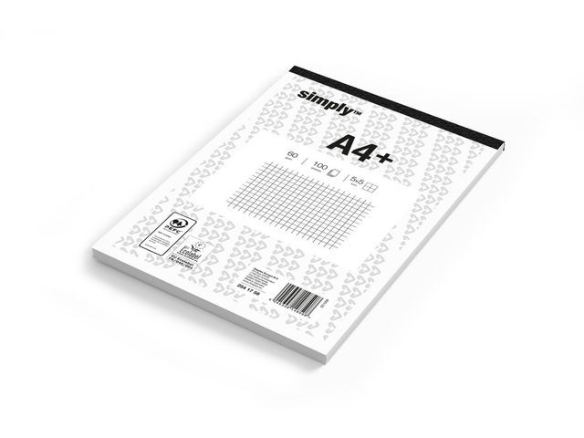 Simply Writing Pad A4, Ruled 5 mm, 60 g/m², 100 Sheets