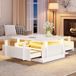 Pangivo Table Basse Carrée Blanc Laqué Avec Éclairage Led Et 2 Tiroirs De Rangement 70 x 70 x 35 cm