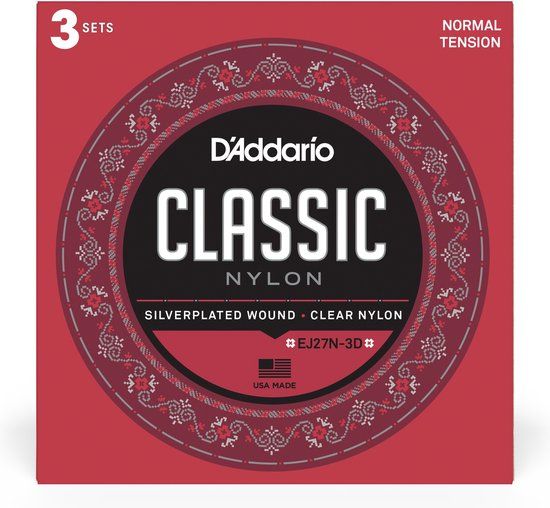 D'Addario EJ27N-3D Student Nylon Classical Guitar Strings - 3 Sets