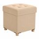 Merkloos Relaxdays Poef met opbergruimte - 38 cm - linnen look - creme