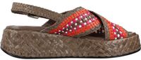 PONS QUINTANA MAUI Sandalen met hak Dames Bruin Leer Plateau Hakhoogte 0 - 2 cm Gesp Lente/Zomer 2025