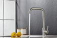 Unyqoos® Robinet de cuisine en acier inoxydable, brossé, bec angulaire, design danois