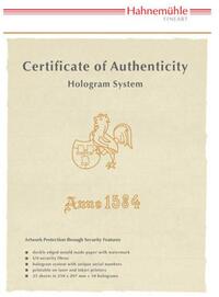 hahnemühle Certificate of Authenticity