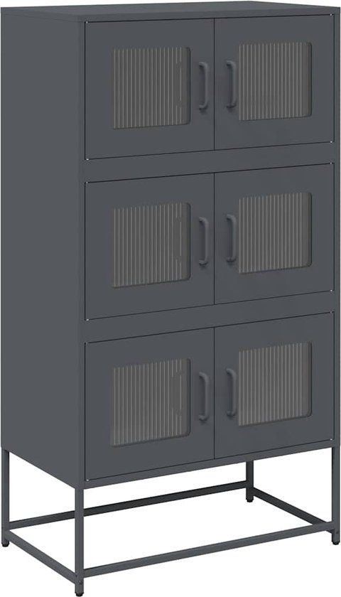 vidaXL Hoge kast 68x39x123 cm staal antracietkleurig