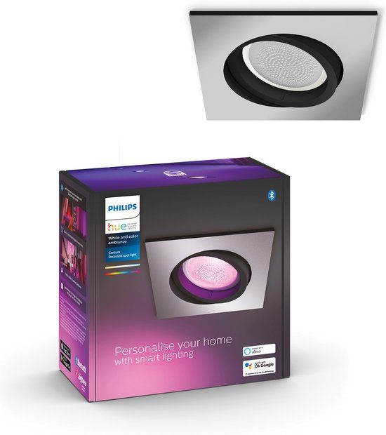 Philips Hue Centura Inbouwspot - Vierkant - Aluminium - GU10 - RGBW - 1-pack