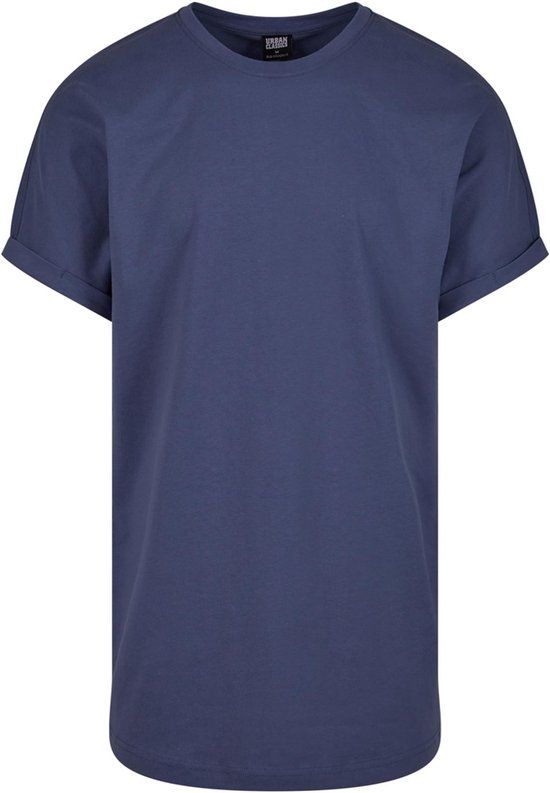 Urban Classics Long Shaped Turnup Tee Heren T-shirt - blauw - 4XL