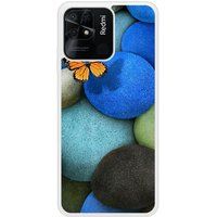 Xiaomi Redmi 10C Papillon galet bleu verstevigd hoesje met sublimatie bedrukking