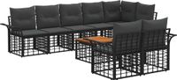vidaXL - Hoek loungeset - 8 zitplekken - Zwart en donkergrijs - Polyrattan