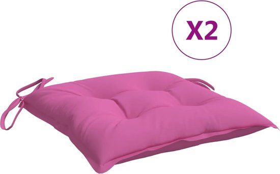 vidaXL Stoelkussens 2 stuks 40x40x7 cm stof roze
