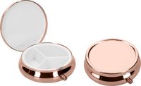 kwmobile 2x pillendoos 3 vakjes - 5,2 x 1,7 cm - Pillendoosje klein van roestvrij staal - In roségoud