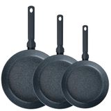 FMProfessional Professionele pannenset, 3-delig, 20/24/28 cm, aluminium, licht en robuust, geschikt voor inductie en alle warmtebronnen, dubbele anti-aanbaklaag, honingraat structuur