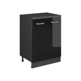 Vicco Keukenkast voor schuine wand R-Line, Zwart hoogglans, 60 cm zonder schuine kant met 2 deuren