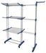 Sèche-linge - Étendoir extensible - 3 niveaux - 6 ailes rabattables - Longueur 75–142 cm - Support pliable en plastique - Bleu gris