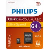 Philips FM64MP45B/10 64 GB MicroSDHC Klasse 10 UHS-I Zwart