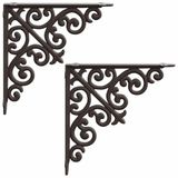 vidaXL Wandplankbeugels - 2 stuks - Antiekbruin - 9,5 x 9,5 x 3 cm - Staal