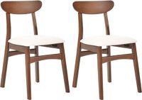 Beliani DOYLE - Set van 2 eetkamerstoelen - Bruin/Lichtbeige - Rubberhout