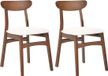 Beliani DOYLE - Set van 2 eetkamerstoelen - Bruin/Lichtbeige - Rubberhout