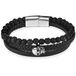 Memphis Heren armband Memphis Agaat Skull Gevlochten Leer Zwart-18.5cm