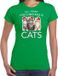 Bellatio Decorations Kitten Kerstshirt / Kerst t-shirt All i want for Christmas is cats groen voor dames - Kerstkleding / Christmas outfit XL