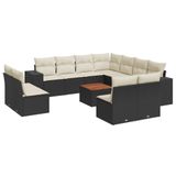 vidaXL Loungeset met Kussens Poly Rattan Zwart