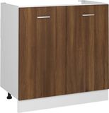 vidaXL Gootsteenkast Lyon 80x46x81,5 cm Bewerkt Hout Bruin Eikenkleur