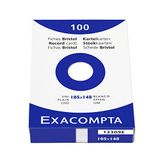 Merkloos / Sans marque Exacompta Pak 100 steekkaarten bristol - effen niet geperforeerd 105x148mm, Wit