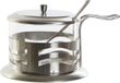 Item International Glazen/metalen suikerpotje met deksel en lepel - Zilver