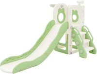 Joyz Kinderspeeltoren groen en wit 3in1 binnen/buiten vanaf 3 jaar met glijbaan, basketbalhoepel en klimwand