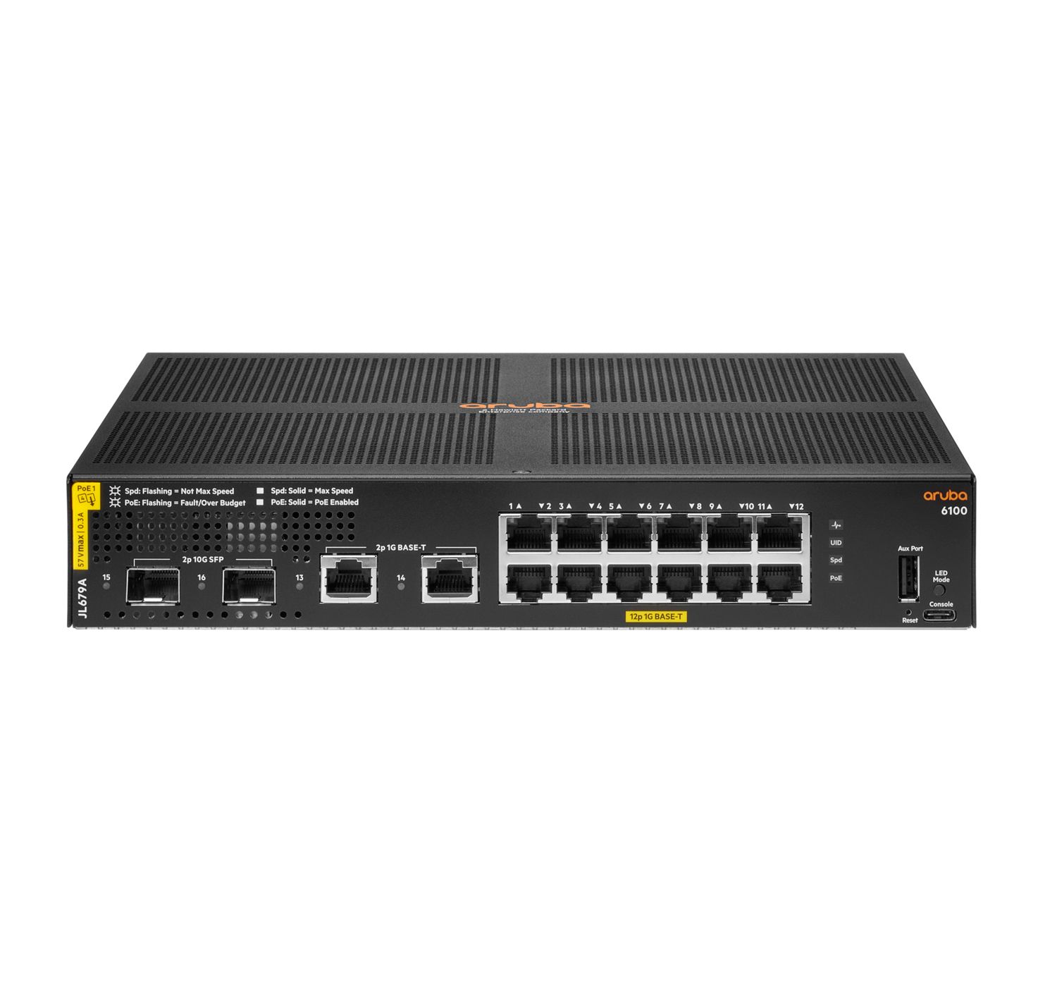 Aruba 6100 12G PoE Switch - Managed L3 Gigabit Ethernet - 139W - 1U - Black