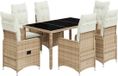 vidaXL Bistroset 7-delig met kussens, polyrotan, beige