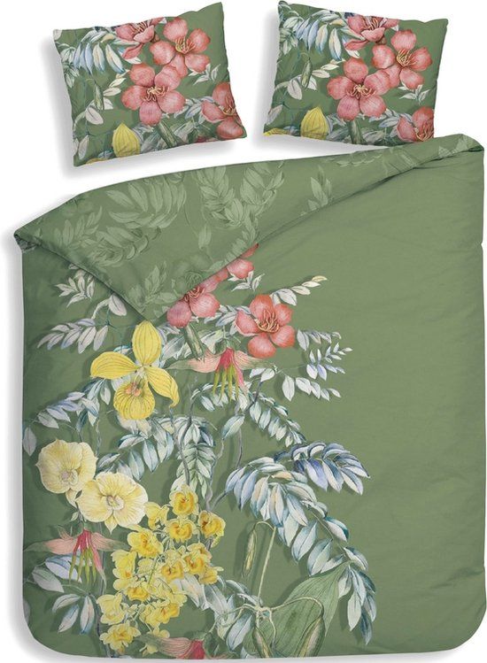 Heckettlane Jean Dekbedovertrek - Groen - 200x200 cm - Katoen - Tweepersoons