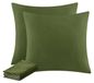 TRANKIELO® - Taie d'oreiller 80 x 80 cm - Set de 2 - Microfibre - Vert olive - Fermeture éclair